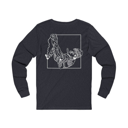 The Flow State | Minimalist Climber Line Art Long-Sleeve Tee | Modern Climbing & Bouldering Shirt