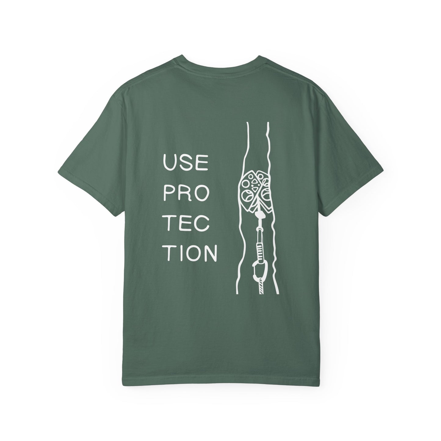 Use Protection | Funny Trad Climbing Tee | Rock Climbing Humor Shirt