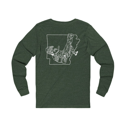 The Natural Flow State | Minimalist Climber Line Art Long-Sleeve Tee | Modern Climbing & Bouldering Shirt