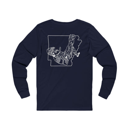 The Natural Flow State | Minimalist Climber Line Art Long-Sleeve Tee | Modern Climbing & Bouldering Shirt