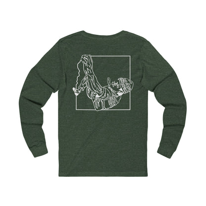 The Flow State | Minimalist Climber Line Art Long-Sleeve Tee | Modern Climbing & Bouldering Shirt