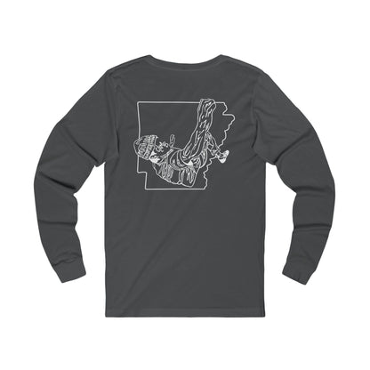 The Natural Flow State | Minimalist Climber Line Art Long-Sleeve Tee | Modern Climbing & Bouldering Shirt